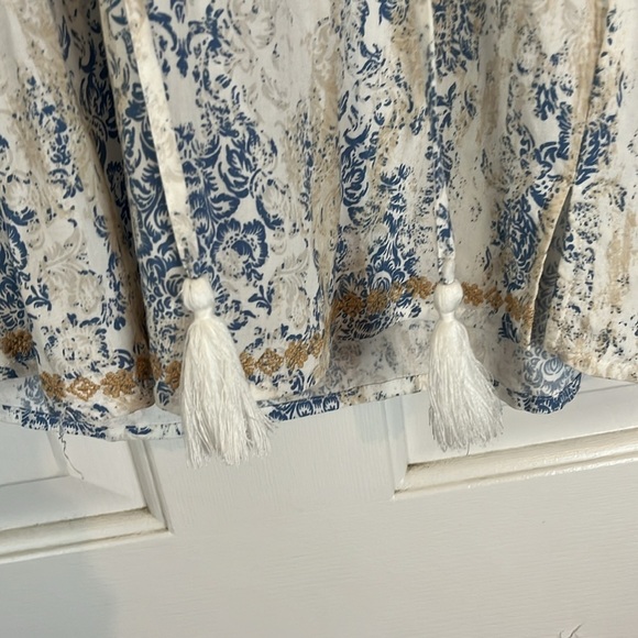 Savanna Jane | Floral Embroidered Boho Paisley Print Split Neck Blouse Small - Picture 5 of 11